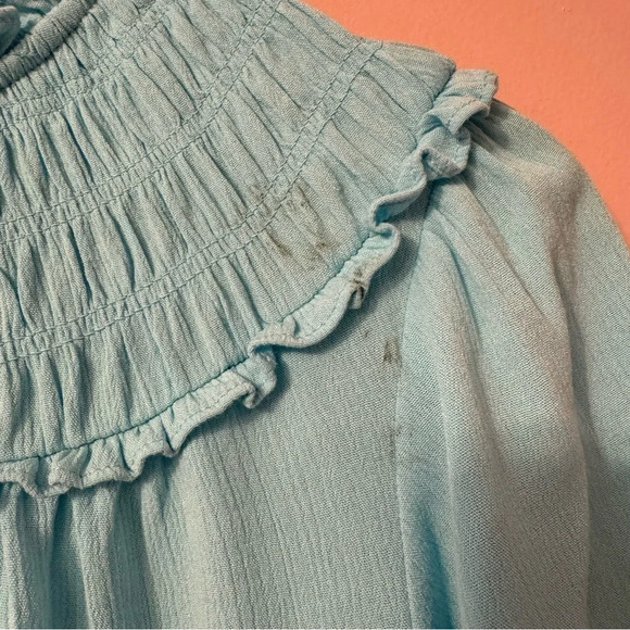 Torrid Washable Gauze Smocked  Yoke Ruffle Top Women Size 00 - Picture 7 of 10